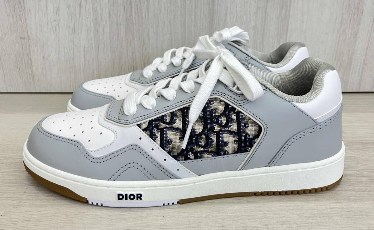 Christian Dior クリスチャン ディオール3SN2722ZIR オブリークジャガード ローカット スニーカー 41 ホワイト×グレー