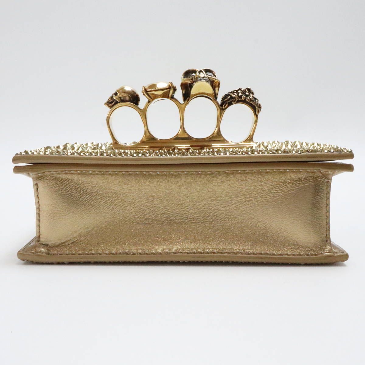  Alexander McQUEEN アレキサンダーマックイーン ミニジュエルドサッチェル スタッズ レザー チェーンショルダーバッグ ゴールド S 11-k 032 ショルダーバッグ ショルダーバッグ