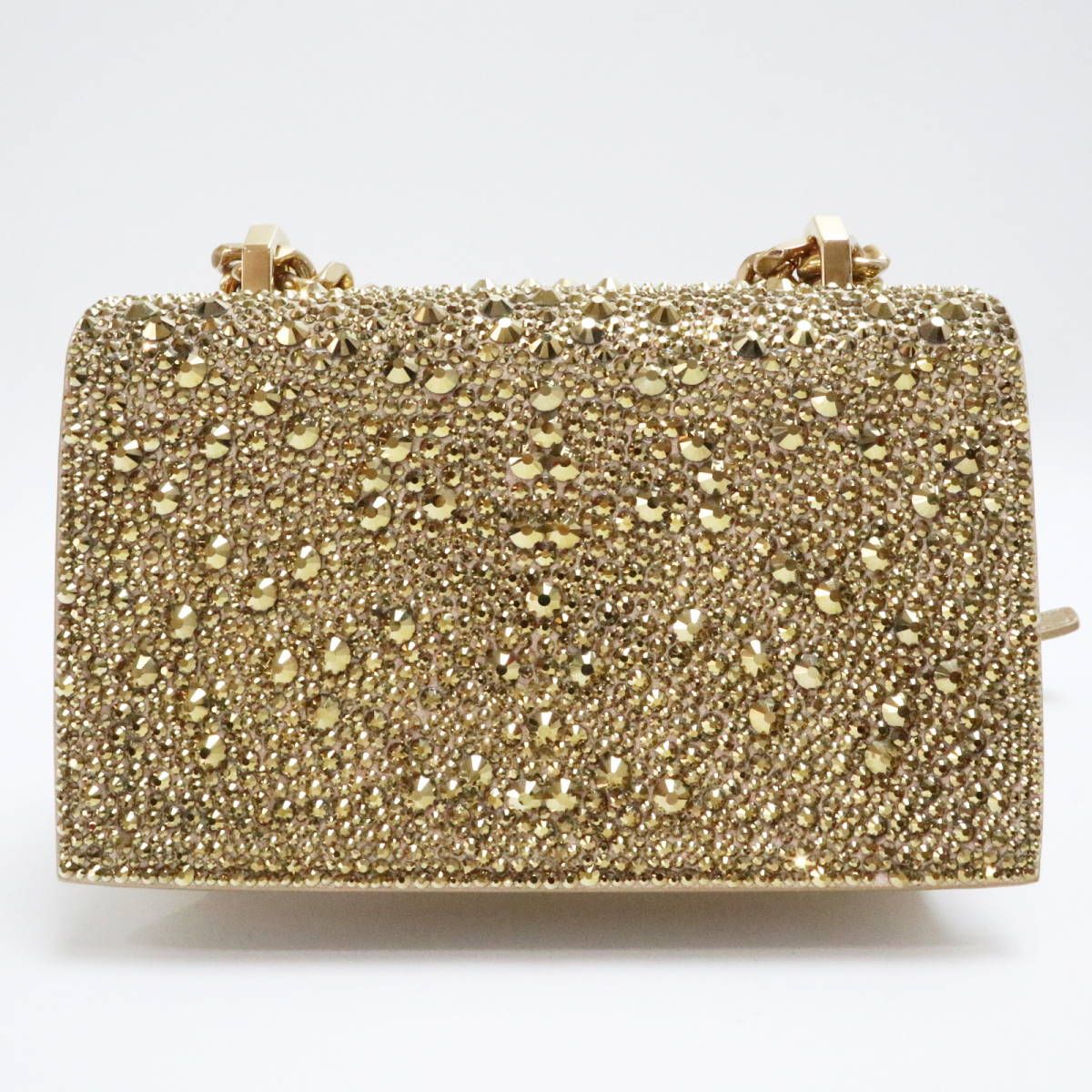 Alexander McQUEEN アレキサンダーマックイーン ミニジュエルドサッチェル スタッズ レザー チェーンショルダーバッグ ゴールド S11-k032