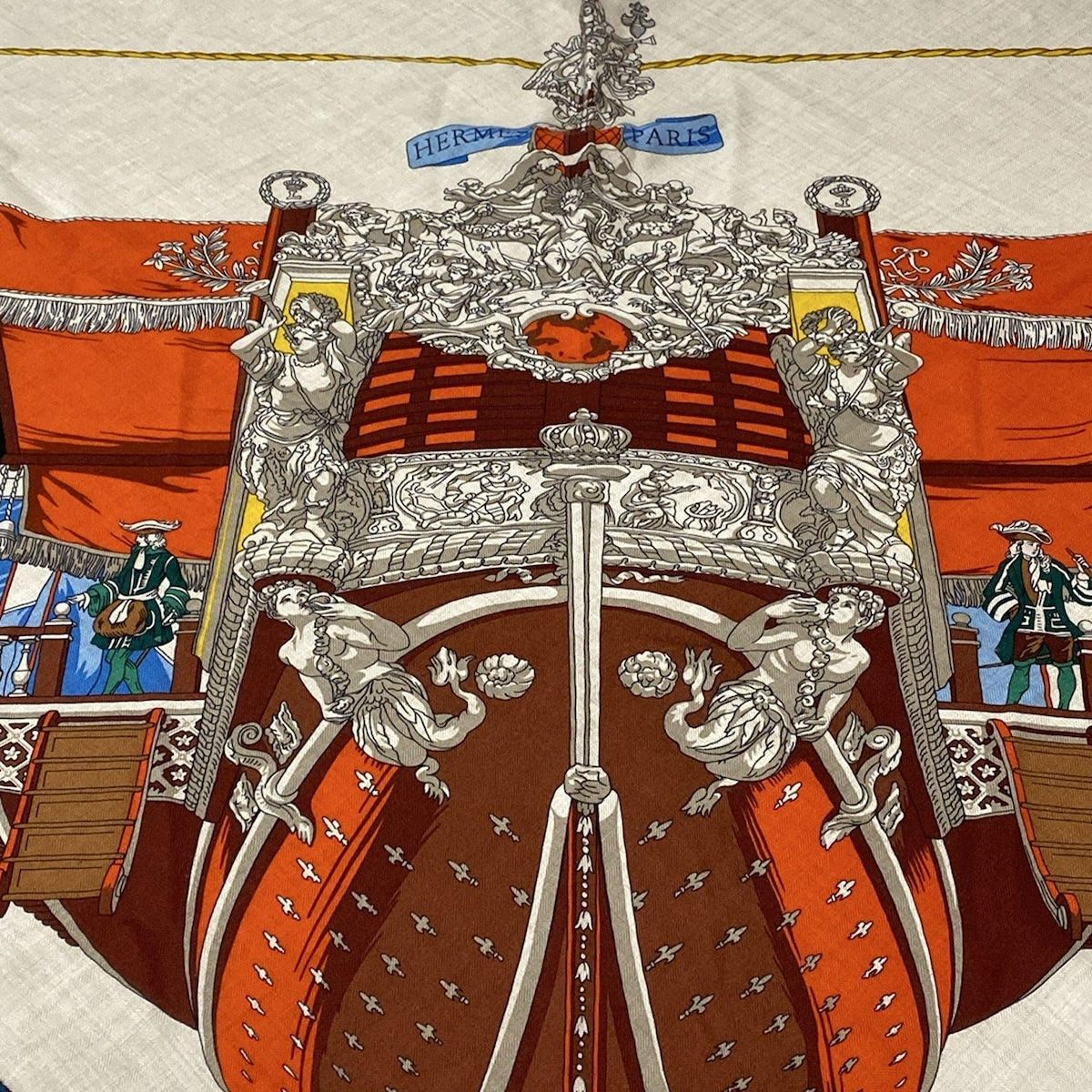  HERMES エルメス ストール ショール ポワンテュー グレーベージュ×オレンジ×マルチ カシミヤ シルク ストール ショール 小物