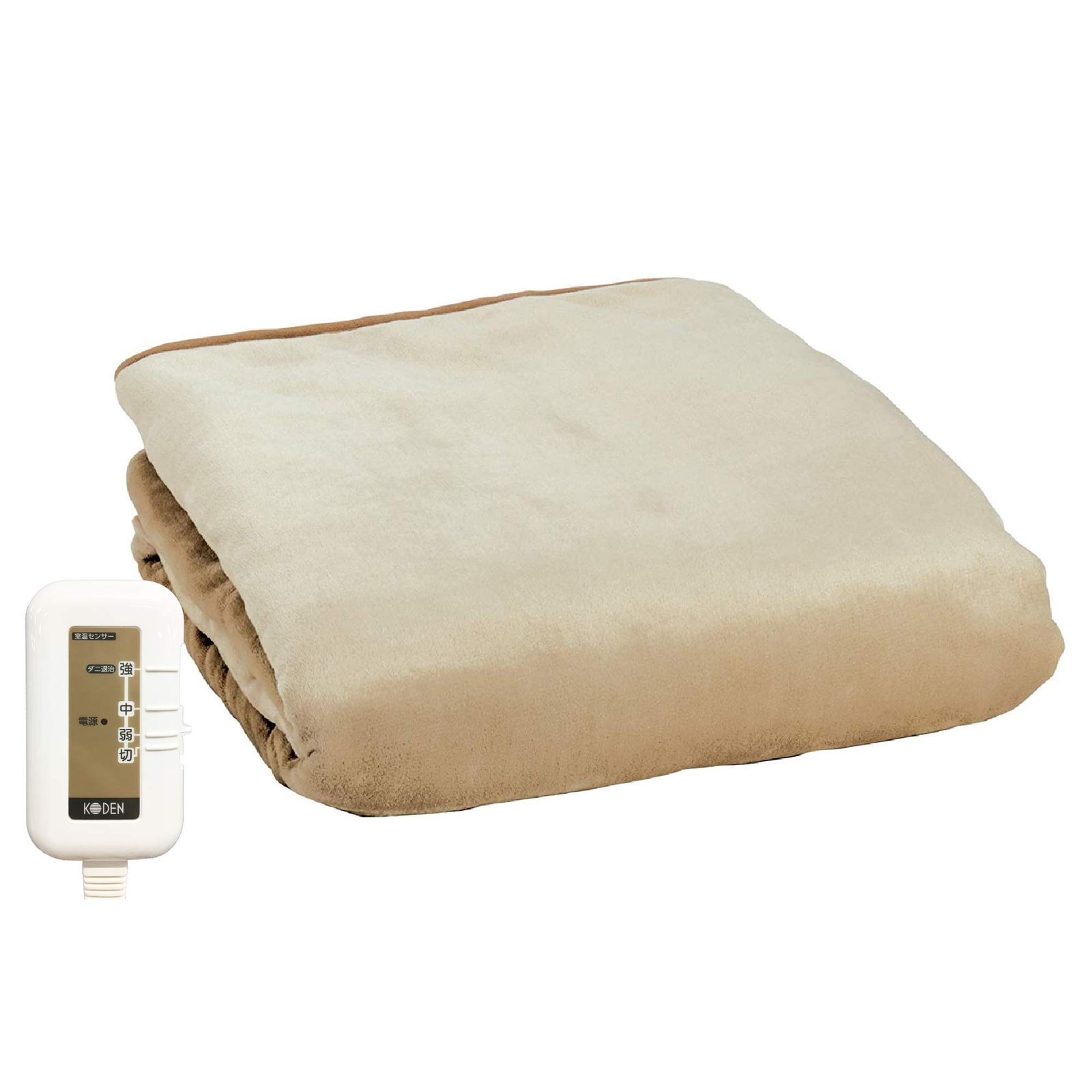 広電 KODEN 電気毛布 掛け 敷き 188 130 cm フランネル ベージュ 洗える ダニよけ スライド温度調節 室温センサー CWB 801 R CD