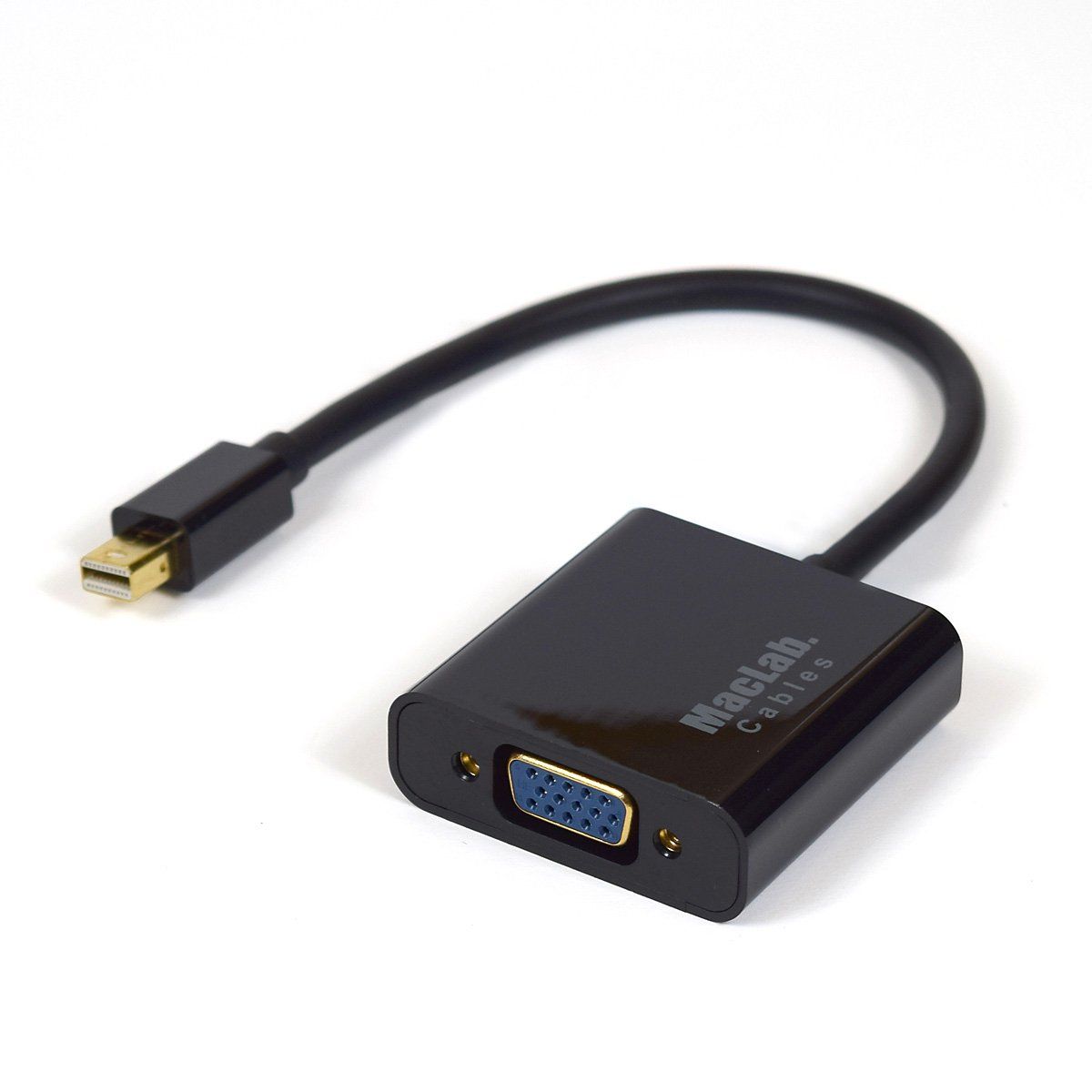 MacLab. Thunderbolt VGA 変換 アダプタ ブラック 20 cm Mini Displayport D-sub ケーブル 相性 付 サンダーボルト ミニディスプレイポート dsub 15ピン 金メッキ BC-MDV 2 BK