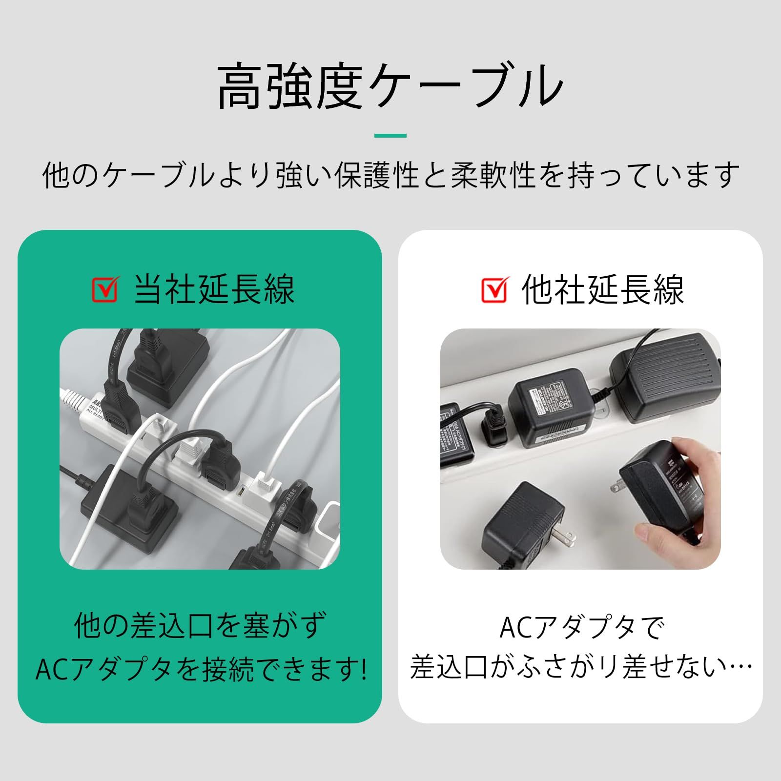 億兆堂 短い 0.1 m 向き変換 電源タップ コンセントタップ 口 180°回転式 10 cm 電源ケーブル 小型軽量 電源延長コード 薄型 l字 コンセントプラグ 屋内 家庭 隙間 オフィス ホワイト セット