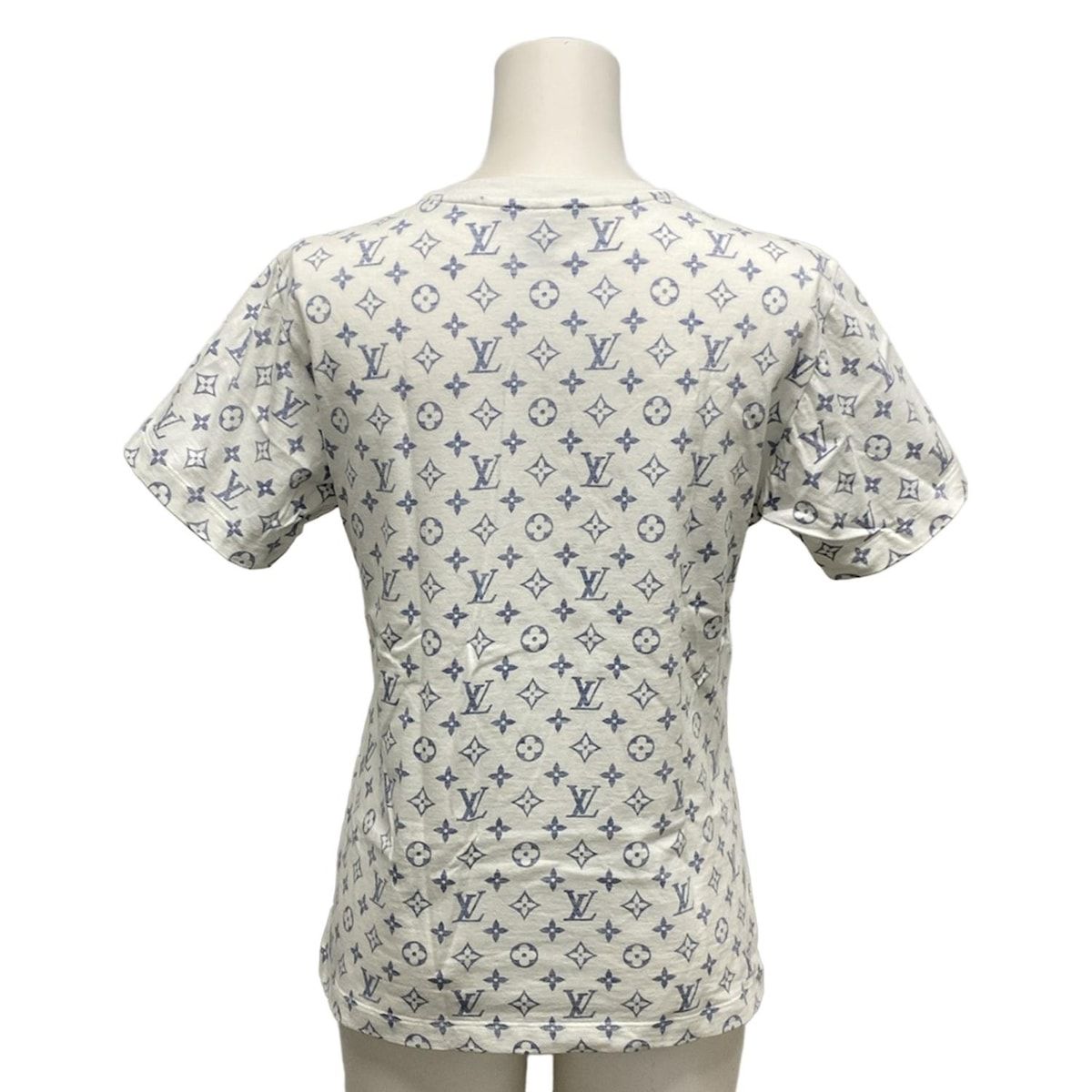 ルイヴィトン 半袖Tシャツ サイズS レディース LVエスカル RW202W UYZ FJTS01 白×ネイビー クルーネック モノグラム柄 コットン