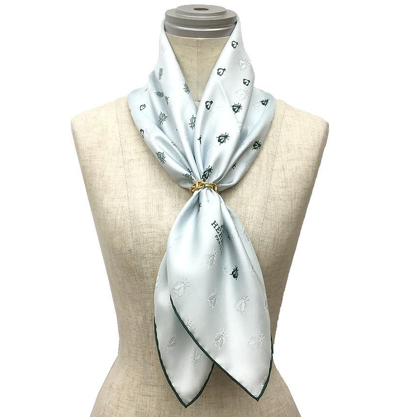  HERMES エルメス スカーフ カレ70 PETITE ABEILLE BRODE プチ アベイユ ブロード シルク 刺繍 aq 11936 バンダナ スカーフ 小物