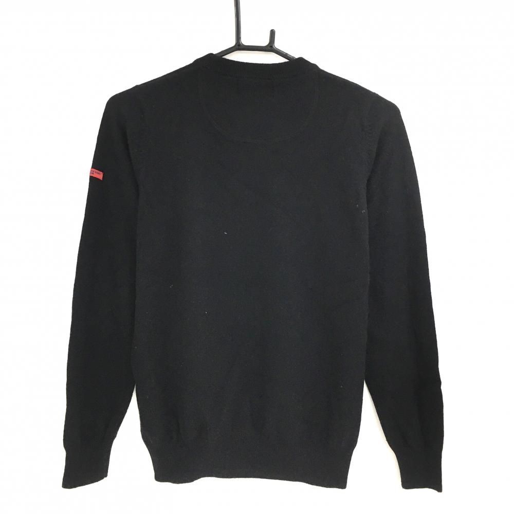 マスターバニー セーター 黒×レッド カシミヤ混 ニット バイク レディース 0 S ゴルフウェア MASTER BUNNY EDITION