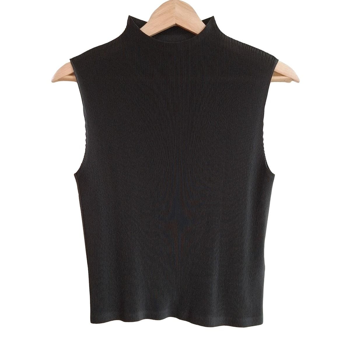 PLEATS PLEASE プリーツプリーズ ノースリーブカットソー サイズ3 L レディース - カーキ ハイネック プリーツ