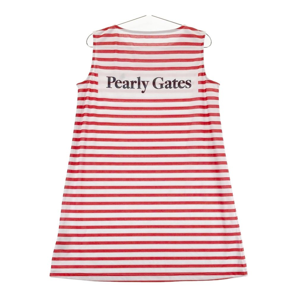  サイズ 0 PEARLY GATES パーリーゲイツ モデル メッシュ レイヤード 半袖ポロワンピース ボーダー柄 ホワイト系 ゴルフウェア レディース ストスト ワンピース レディースウェア
