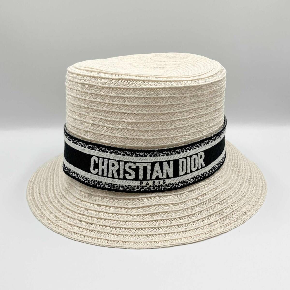 Christian Dior クリスチャンディオール バケットハット ストローハット ディオリゾート 麦わら帽子 レディース 57