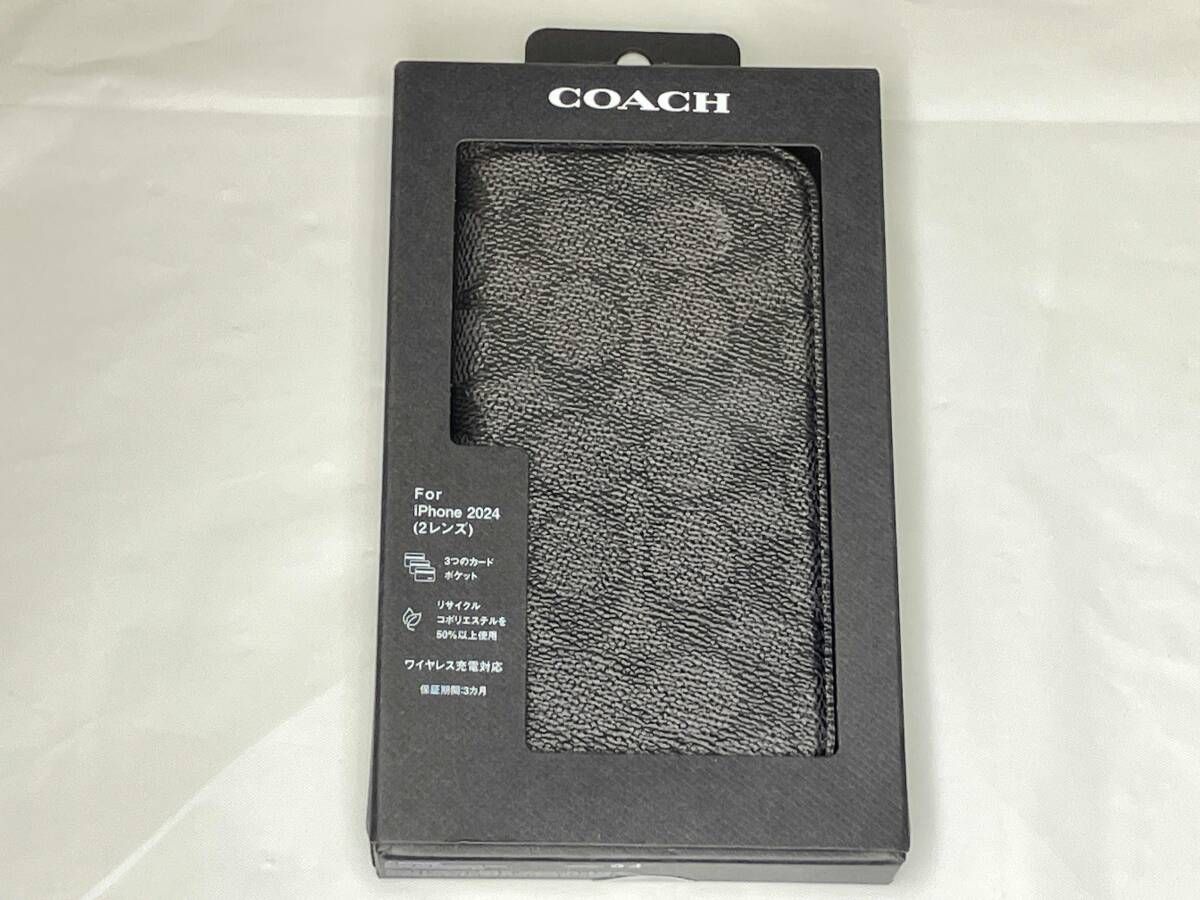 即決 在庫管理 COACH iPhone16 手帳型ケース シグネチャー コーテッド キャンバス スマホケース モバイル コーチ