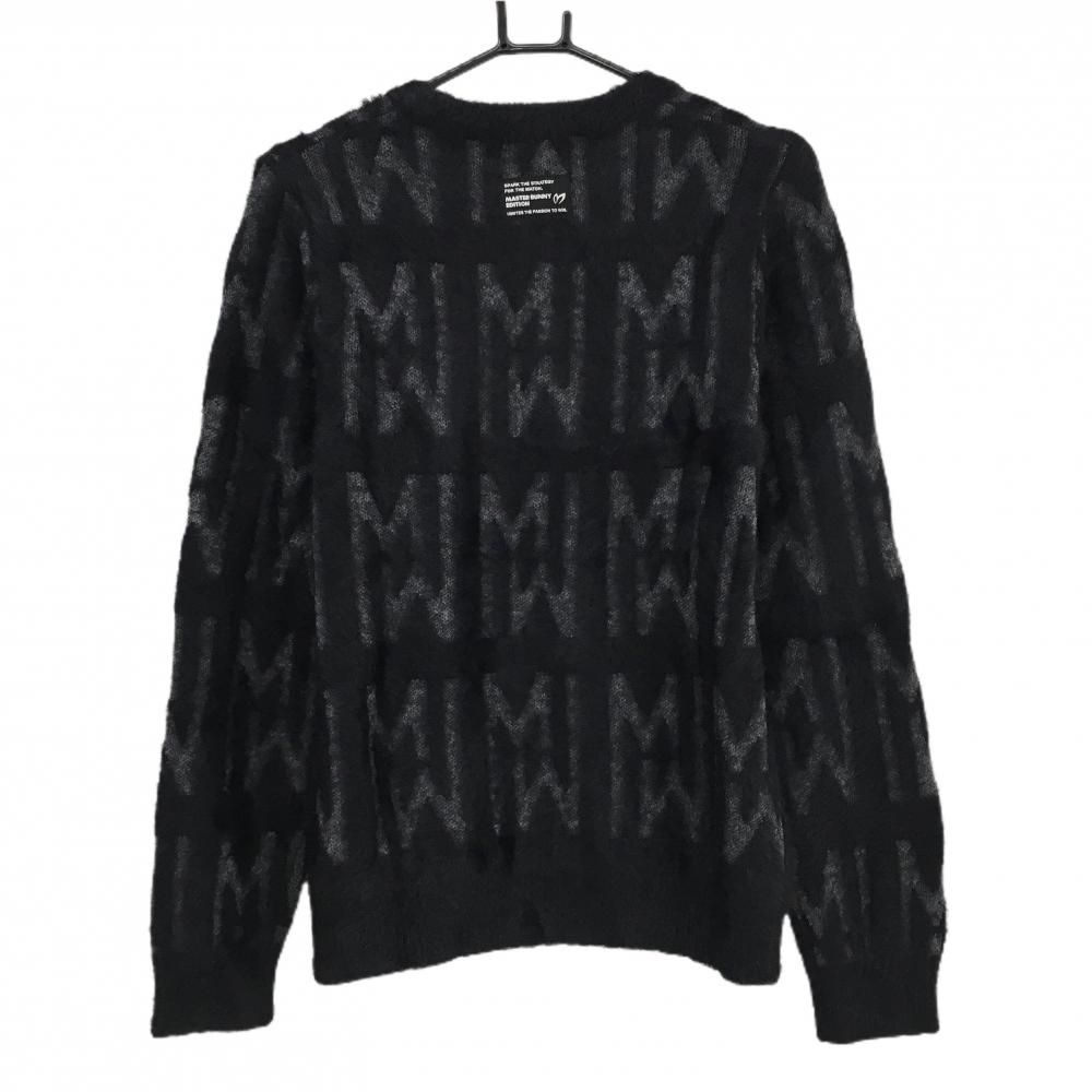 マスターバニー　レディース　 2024秋物セーター　超美品 超美品】マスターバニー セーター 黒×グレー ロゴ総柄 レディース 2(L
