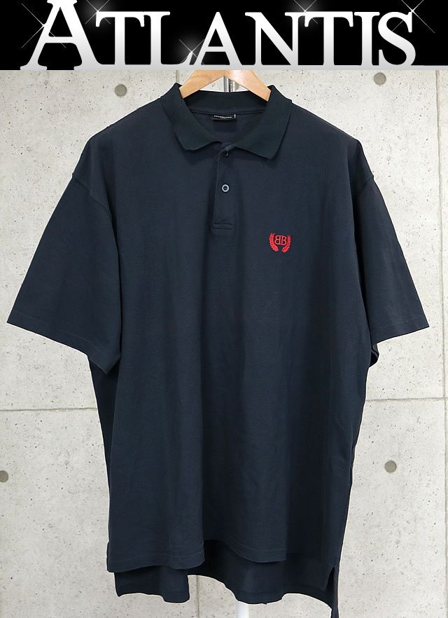 BALENCIAGA 銀座店 バレンシアガ BBロゴ ポロシャツ 半袖 メンズ size L 黒 101072