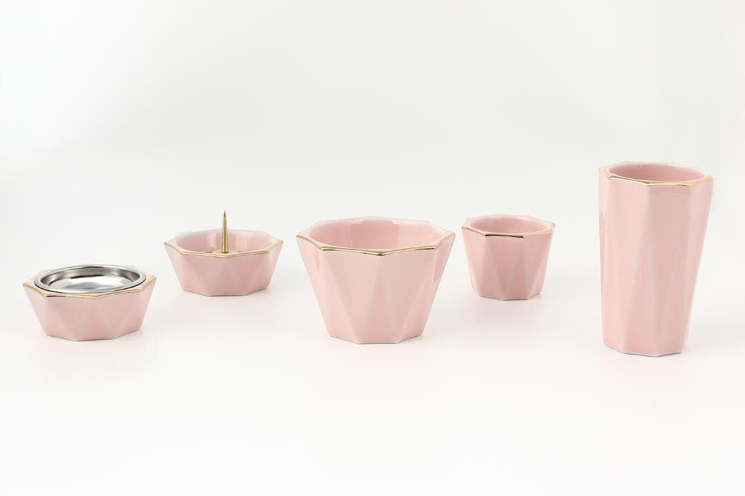 きらら 5具足セット 香炉 花立て 火立て 茶湯器 仏飯器 ピーチ ペット用