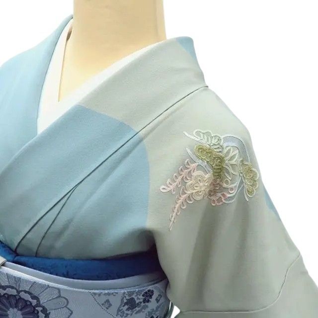  百華 3881 正絹 蘇州刺繡 縫い一つ紋 手縫い仕立て 訪問着 着物 訪問着 付け下げ 着物