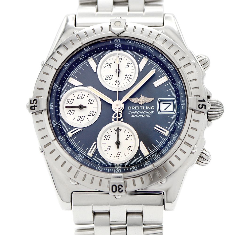 内部点検済 BREITLING ブライトリング クロノマット ブラックバード A13350 デイト クロノグラフ 100m防水 黒 ブラック SS ステンレス メンズ 自動巻き 6ヶ月保証 腕時計