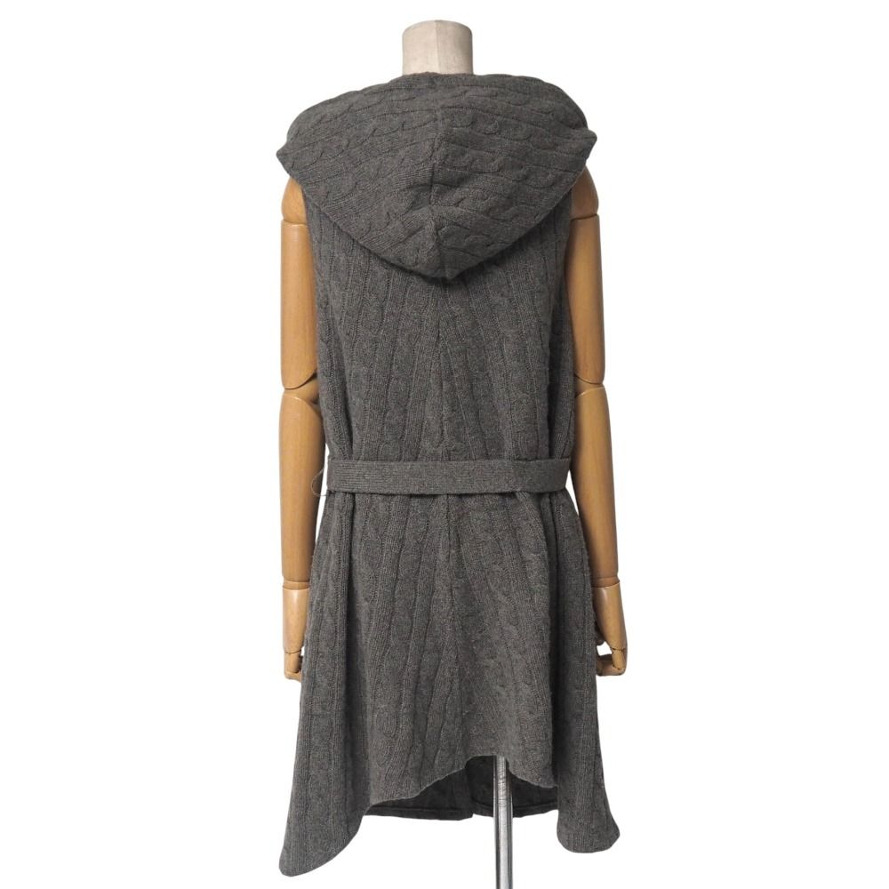 RALPH LAUREN ラルフローレン ベスト サイズM カシミヤ混 ベルテッド フーテッド ケーブルニット ロングベスト ブランド古着 20251112 RA6494