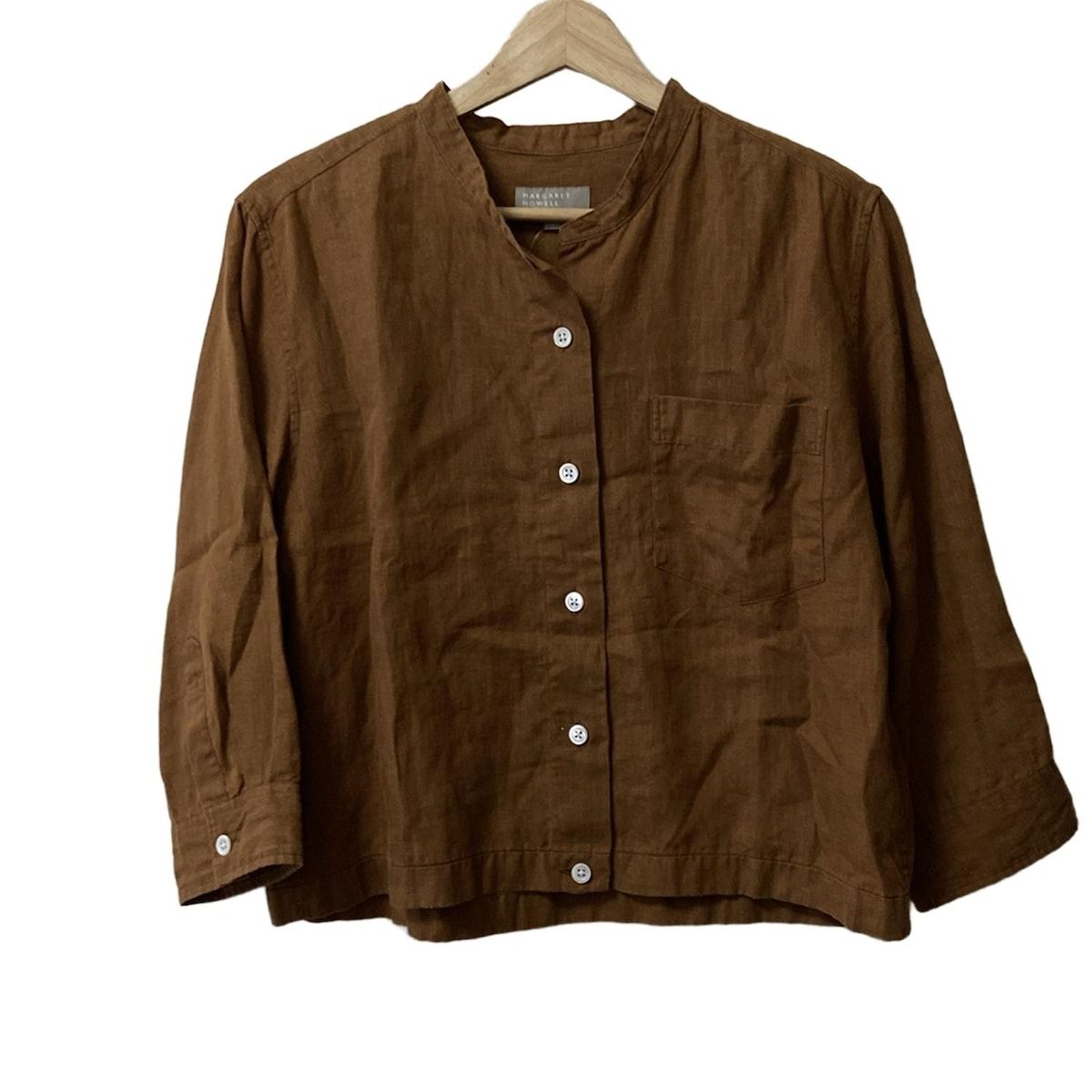 MargaretHowell マーガレットハウエル 七分袖シャツブラウス サイズ2 M レディース - ブラウン 麻