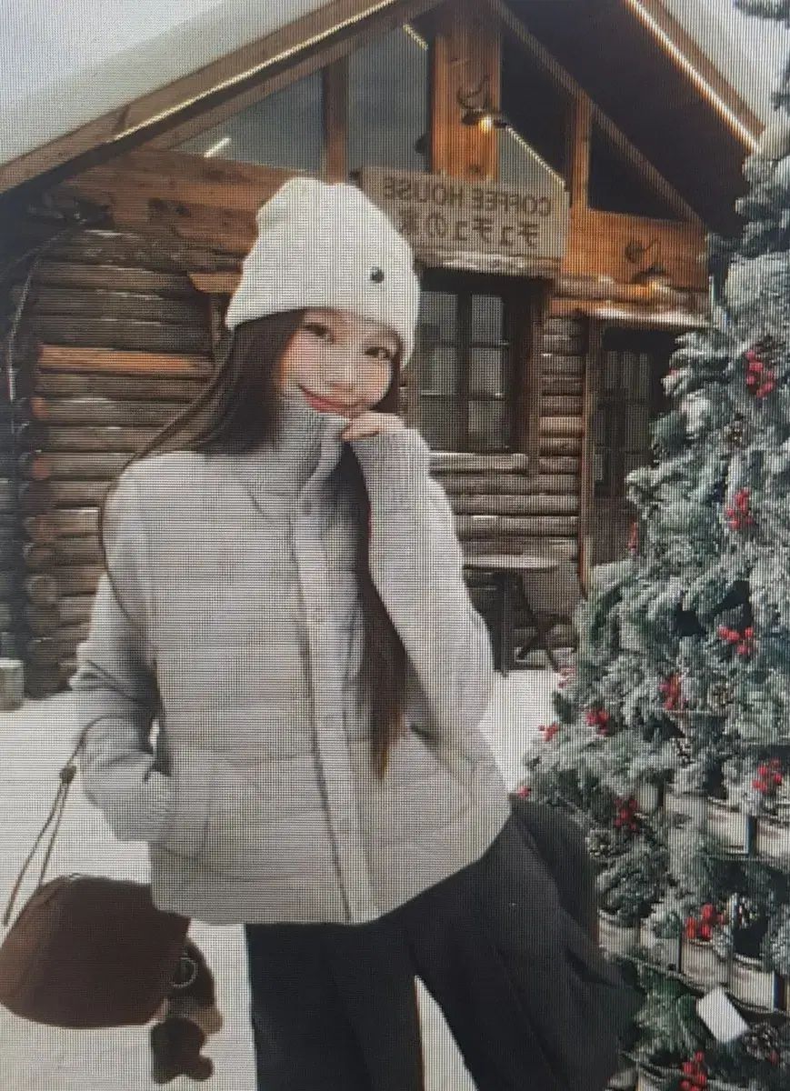 海外配送 アイボリー グレー タートルネック ショート ダウン ニット アウター