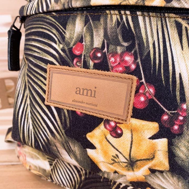 アミアレクサンドルマテュッシ ボタニカル リーフ キャンバス リュック 緑×黒 A4サイズ グリーン×ブラック バックパック