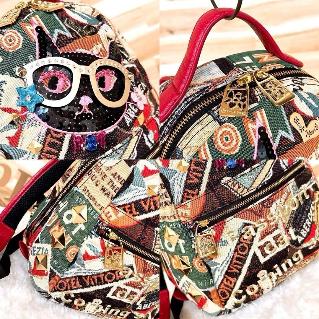 シンクビー】パスポートキャット 猫 ネコ リュック 刺繍ゴブラン