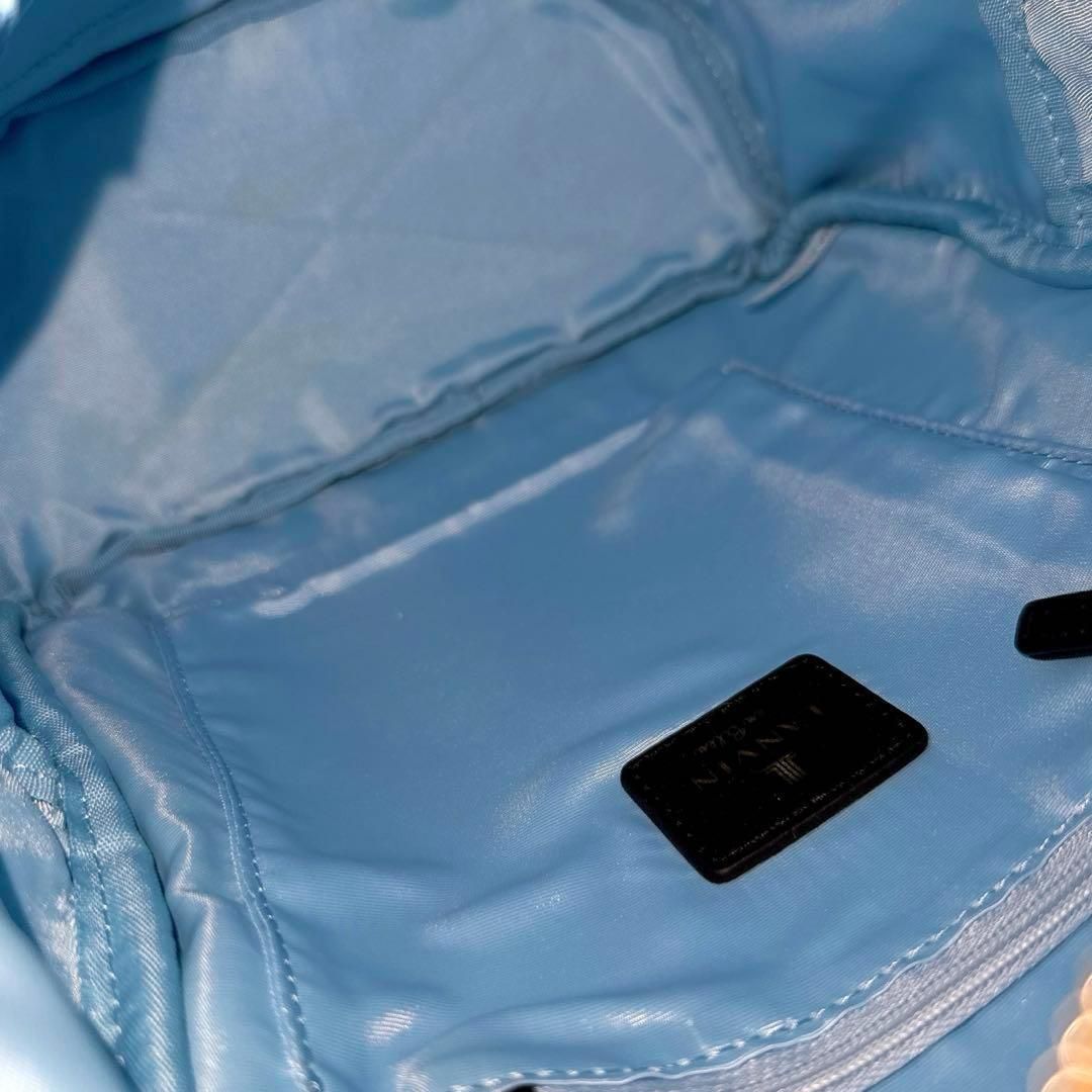  品 ランバン エコール ミニ リュック グログランリボン ロゴ 青×紺 チャーム付き バックパック リュック バックパック バッグ