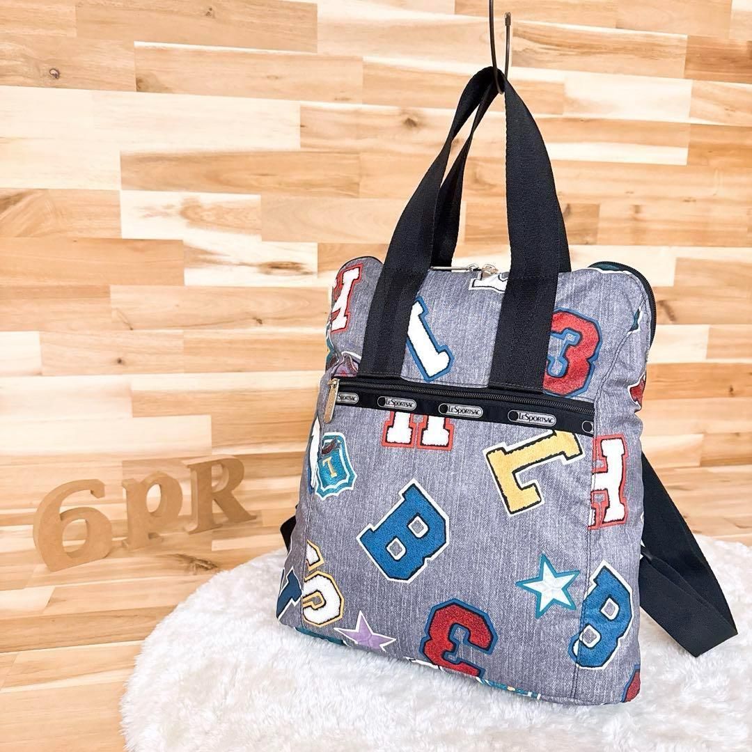 レスポートサック アルファベット ワッペン プリント 2wayリュック グレー A4サイズ バックパック