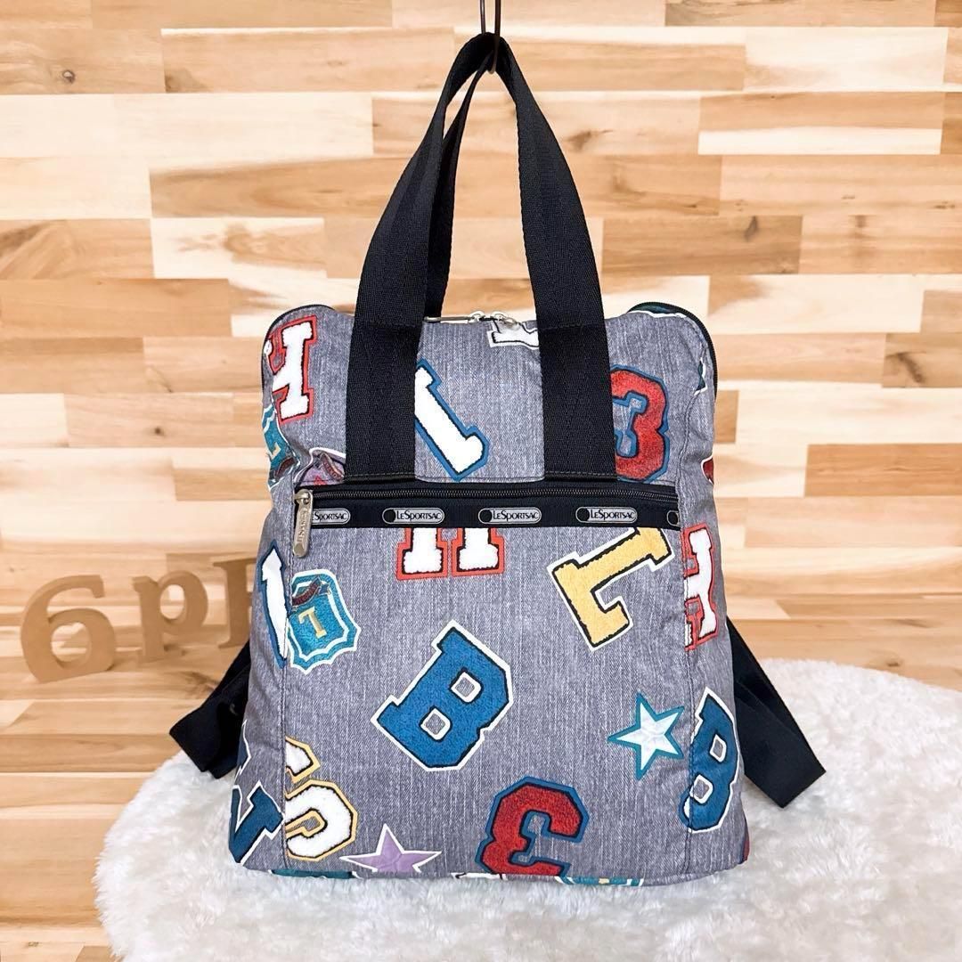 レスポートサック アルファベット ワッペン プリント 2wayリュック グレー A4サイズ バックパック