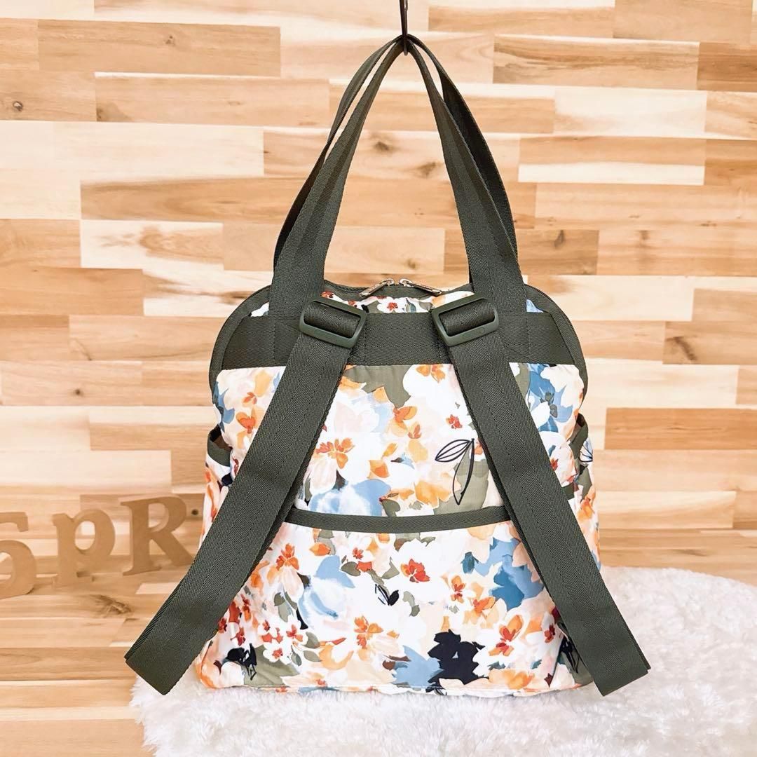 美品【レスポートサック】花柄フローラル水彩 リュック3wayトート
