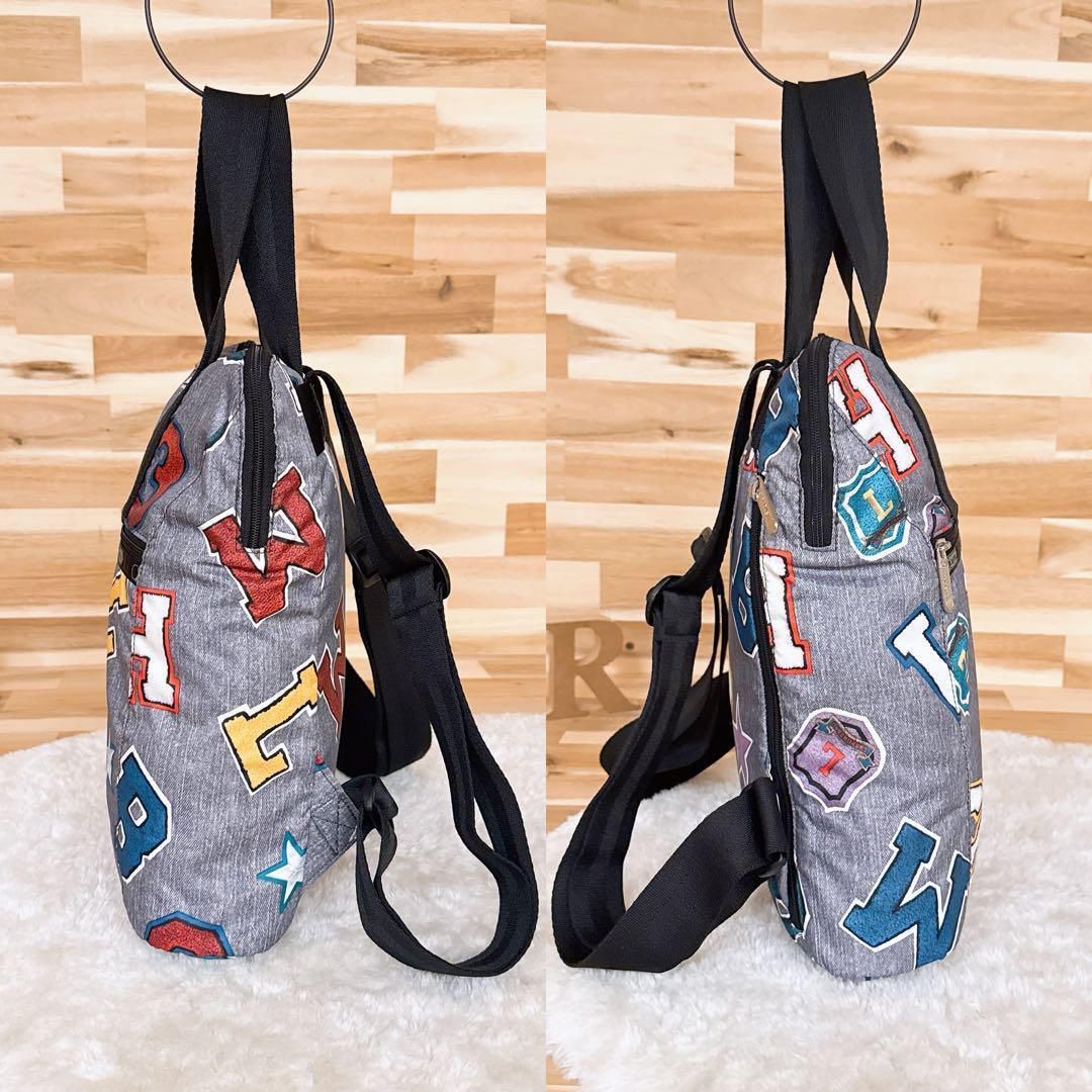 希少レスポートサック 英字ワッペンリュック2wayショルダー トート グレー 紺 希少レスポートサック 英字ワッペンリュック2wayショルダー トート
