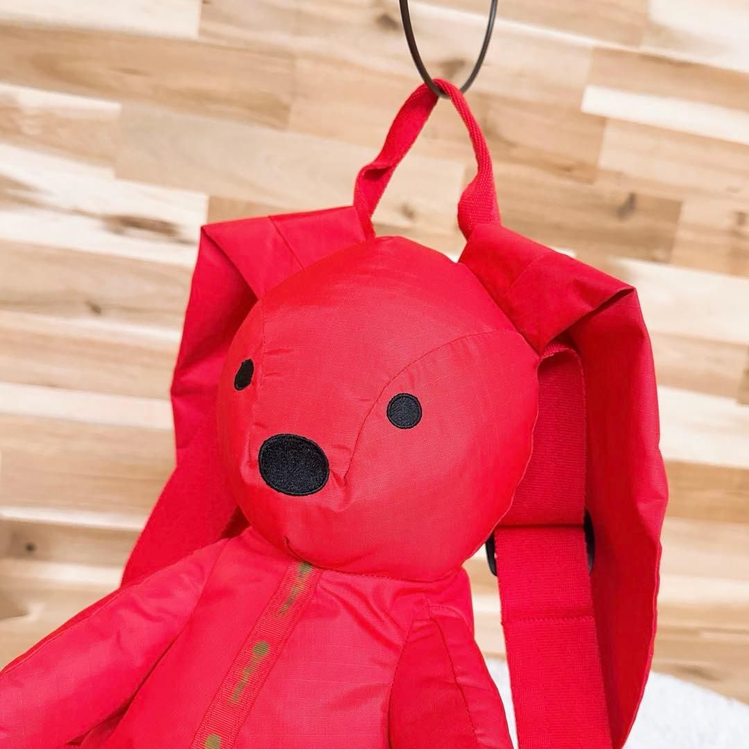 レスポートサック 立体3Dうさぎ ラビット ぬいぐるみ リュック 中綿 赤レッド バックパック アニマル