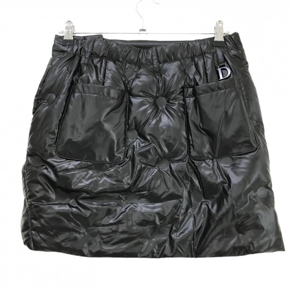 ダンスウィズドラゴン ダウンスカート 黒 フロントジップ 蓄熱裏地 レディース 3 L ゴルフウェア Dance With Dragon