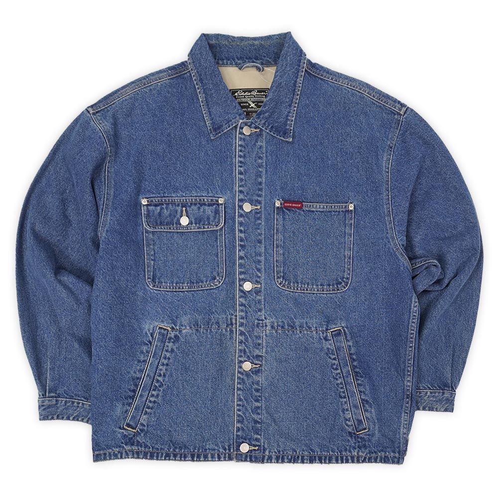 エディーバウアー Eddie Bauer 00s 2000年代 デニムジャケット カバーオール Gジャン トラッカー 旧タグ USA ヴィンテージ 古着 メンズ コート ジャケット インディゴブルー L