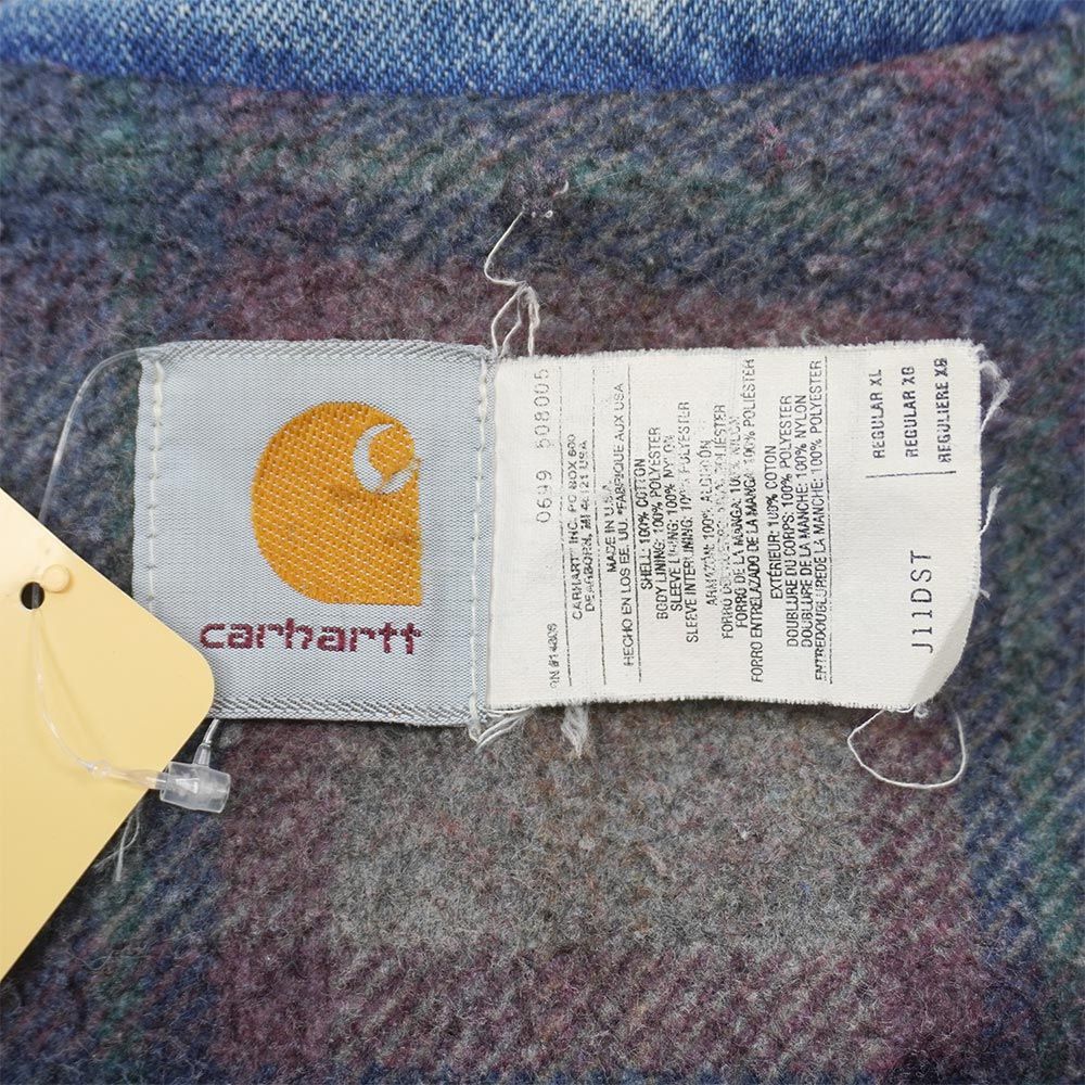 カーハート Carhartt 90s 90年代 デニムトラッカージャケット J11 DST Gジャン ブランケットライナー MADE IN USA アメリカ製 ヴィンテージ 70505 古着 メンズ インディゴブルー XL