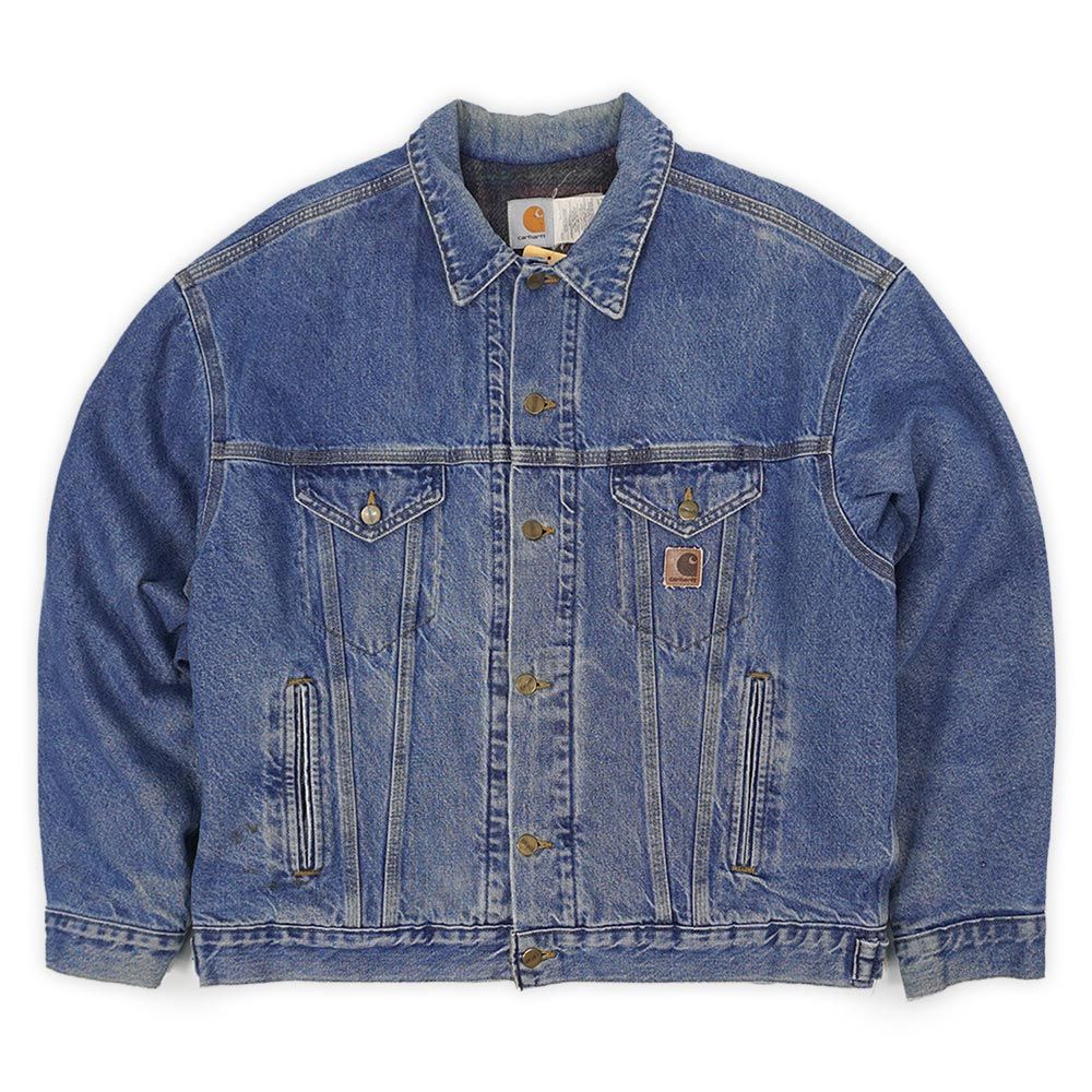カーハート Carhartt 90s 90年代 デニムトラッカージャケット J11 DST Gジャン ブランケットライナー MADE IN USA アメリカ製 ヴィンテージ 70505 古着 メンズ インディゴブルー XL