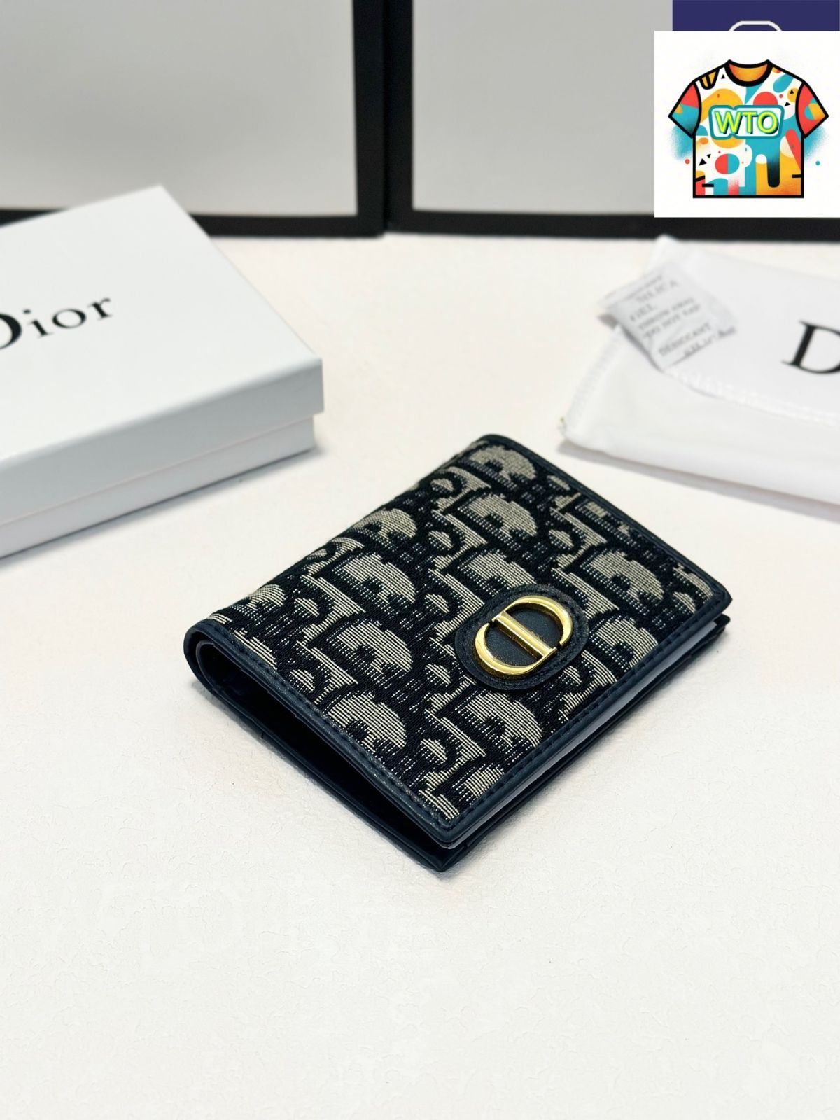 今日 Dior ディオール ウォレット 青布素材 古銅金具 内装充実実用的-WTO輸入2