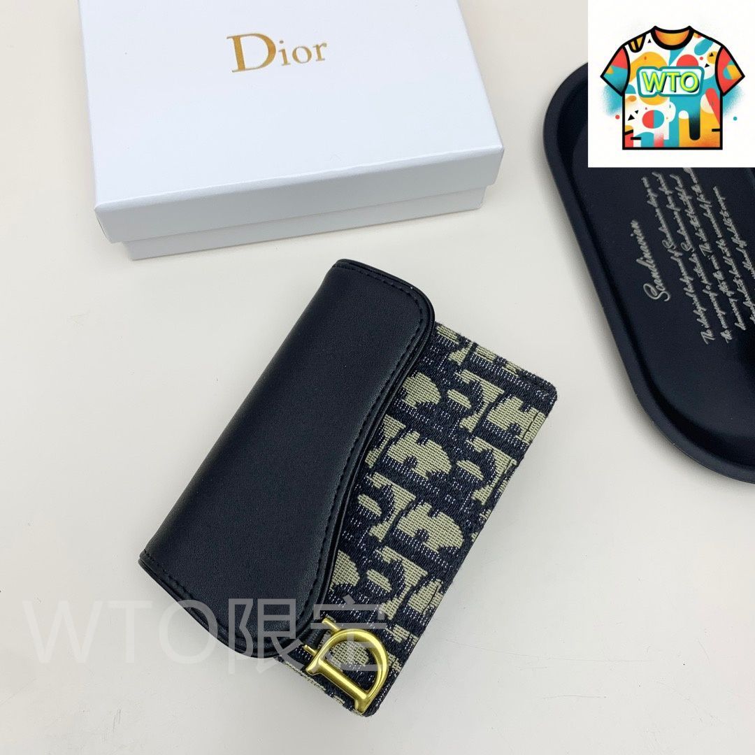 今日 Dior ディオール 最新サドルカードケースシリーズ オブリーク柄と金箔押し D ロゴを備える-WTO輸入2