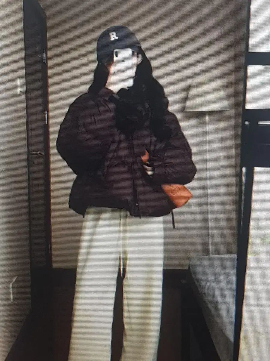 海外配送 ブラウン ショートダウン アイボリー ワイド パンツ セット