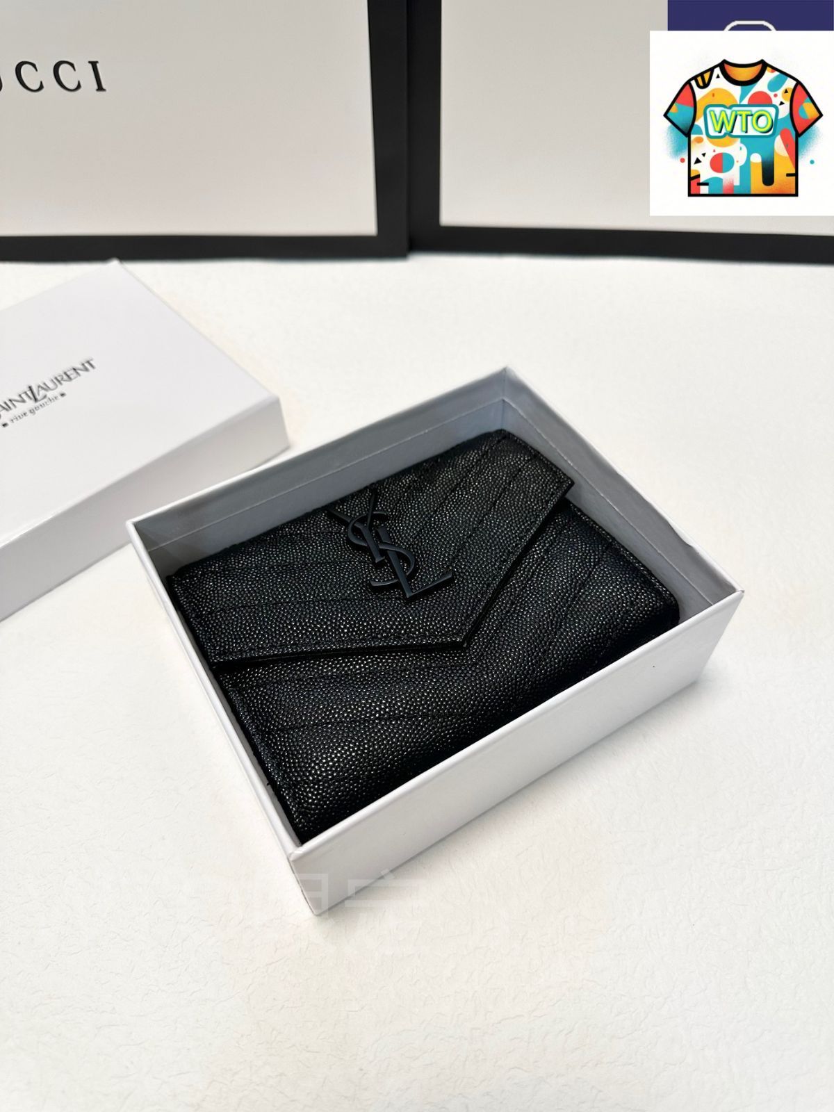 今日 Yves Saint Laurent イヴ サンローラン スモールウォレットシリーズ 牛皮を採用し精巧な仕上げを備える WTO輸入2