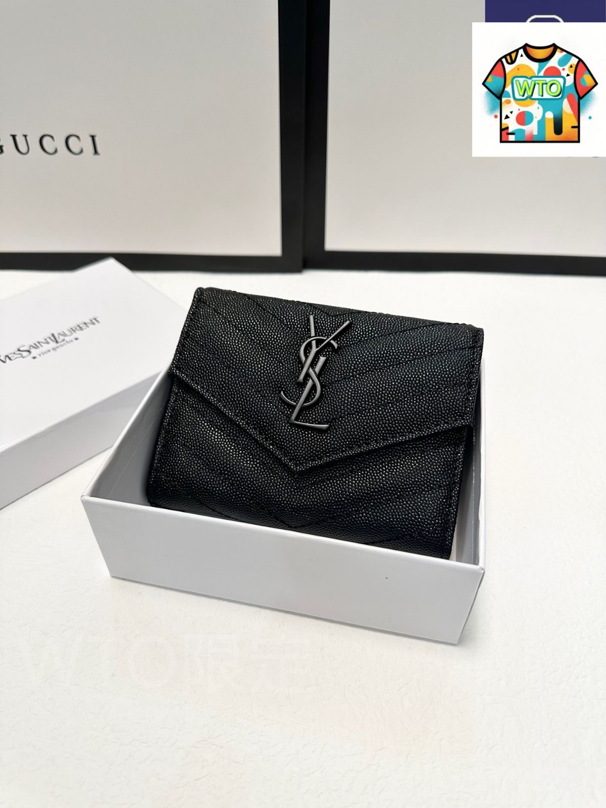 今日 Yves Saint Laurent イヴ サンローラン スモールウォレットシリーズ 牛皮を採用し精巧な仕上げを備える-WTO輸入2