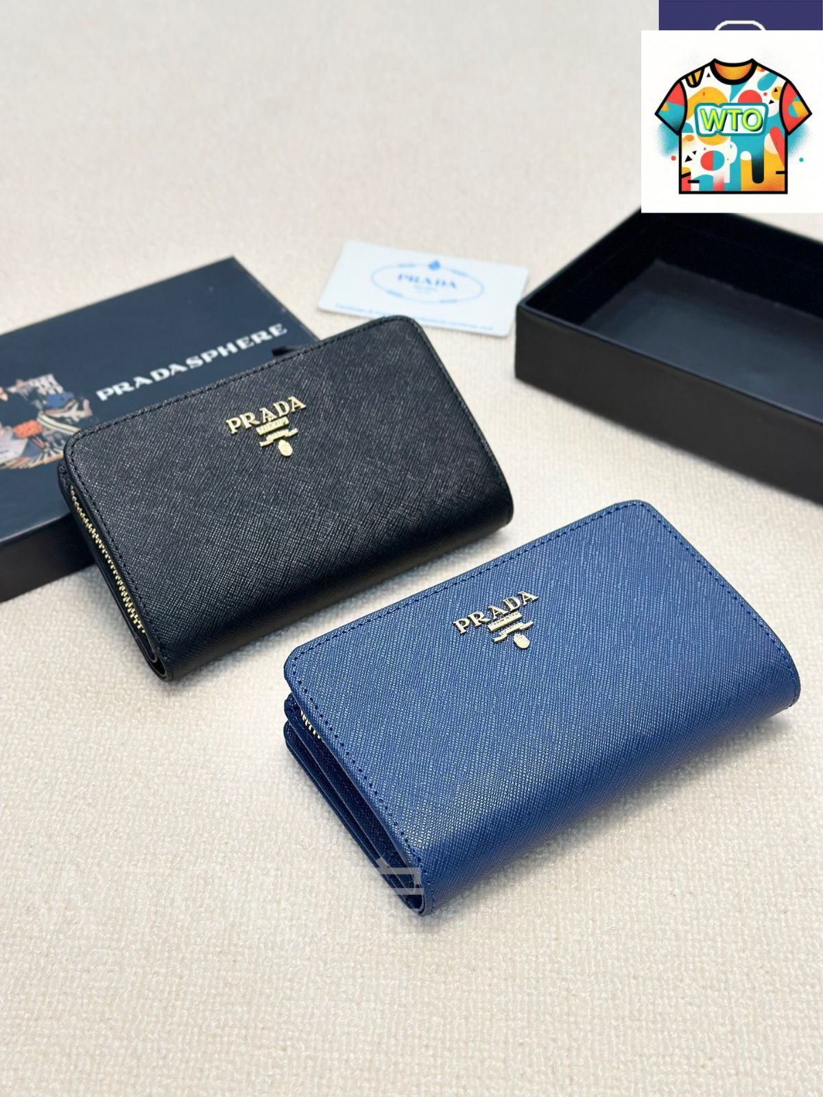 今日 Prada プラダ クラシックカードウォレットシリーズ 高品質クロスグレイン牛皮と 金具を採用し内装充実で実用的-WTO輸入2