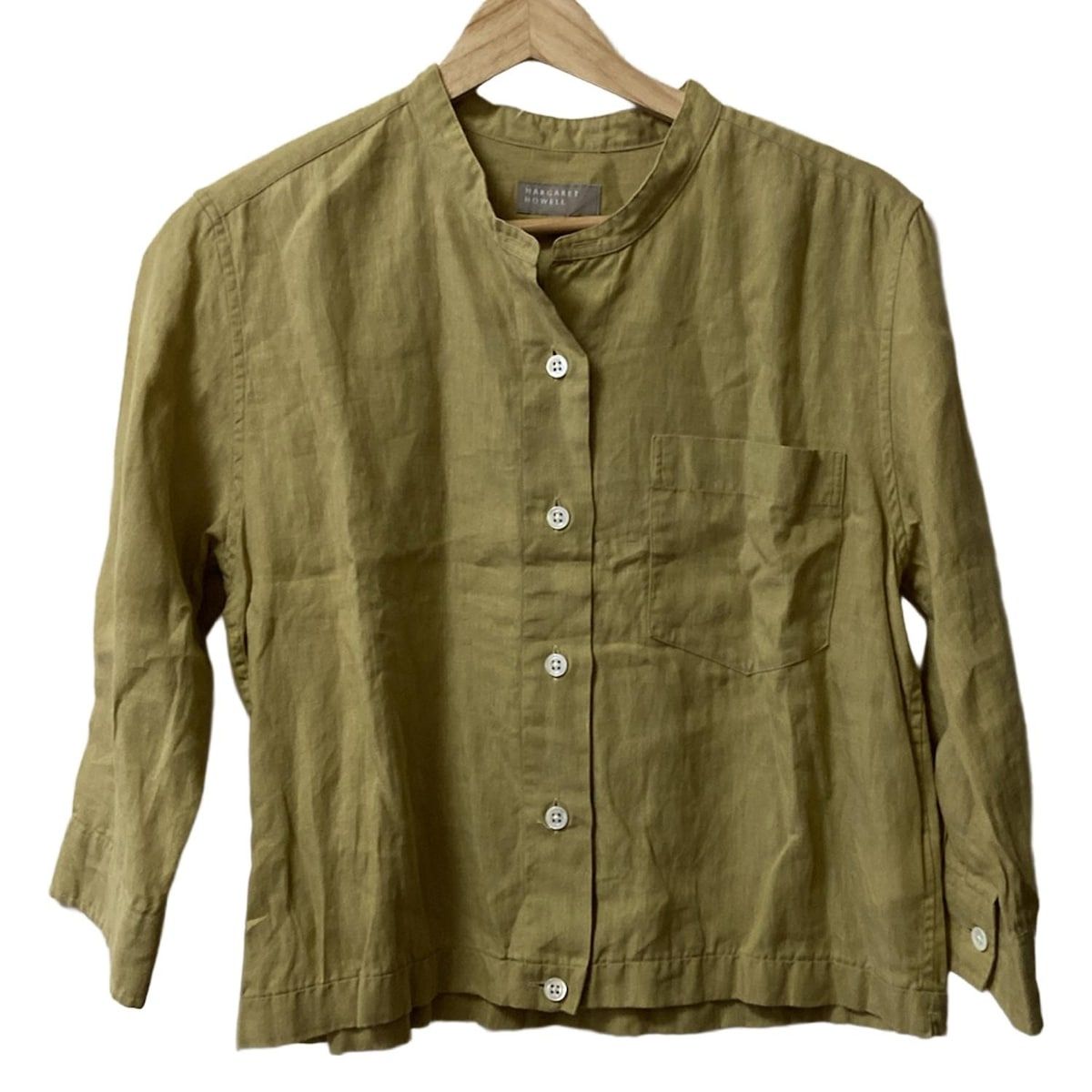 MargaretHowell マーガレットハウエル 七分袖シャツブラウス サイズ1 S レディース - ダークイエロー 麻