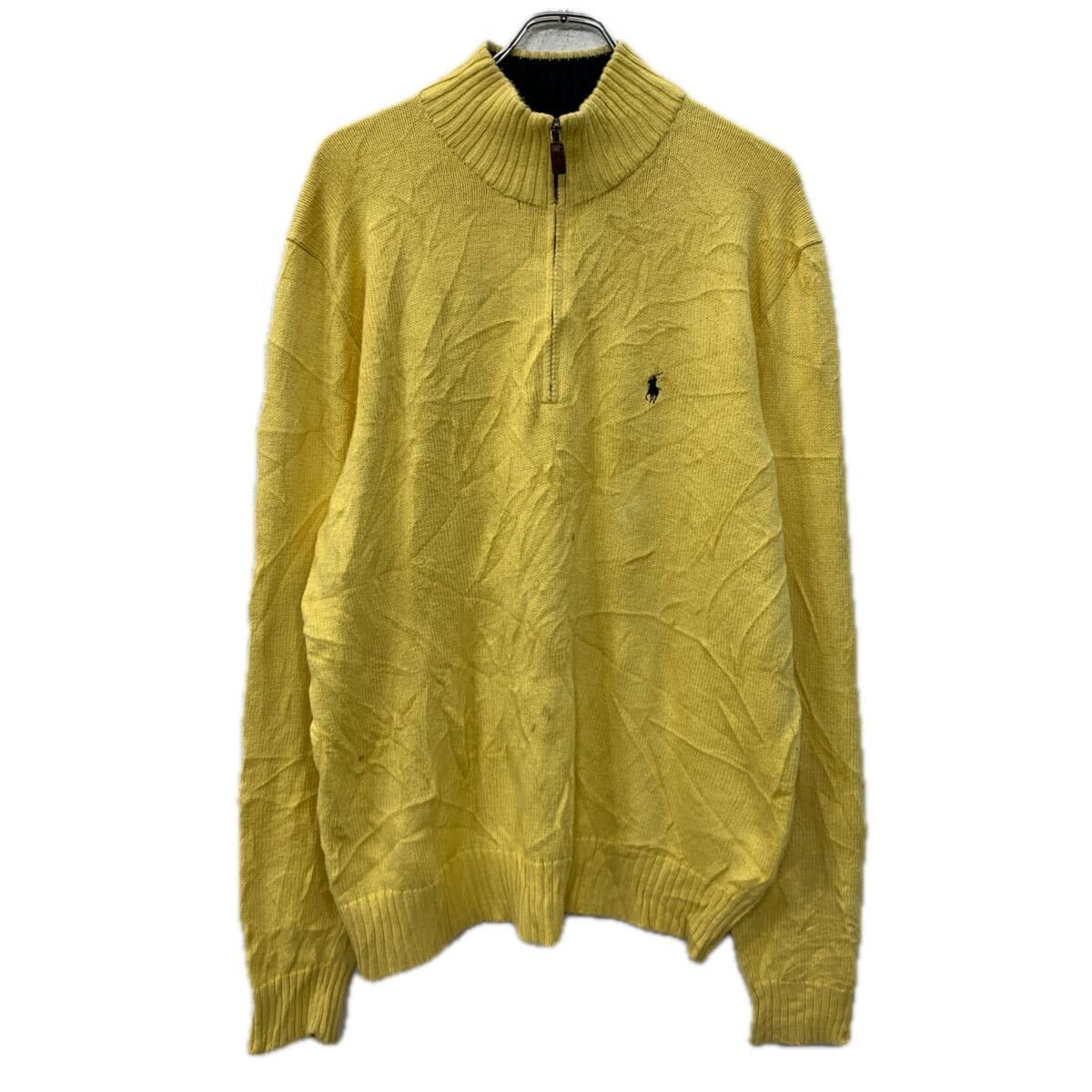 POLO RALPH LAUREN コットンニット セーター L イエロー ポロラルフ 