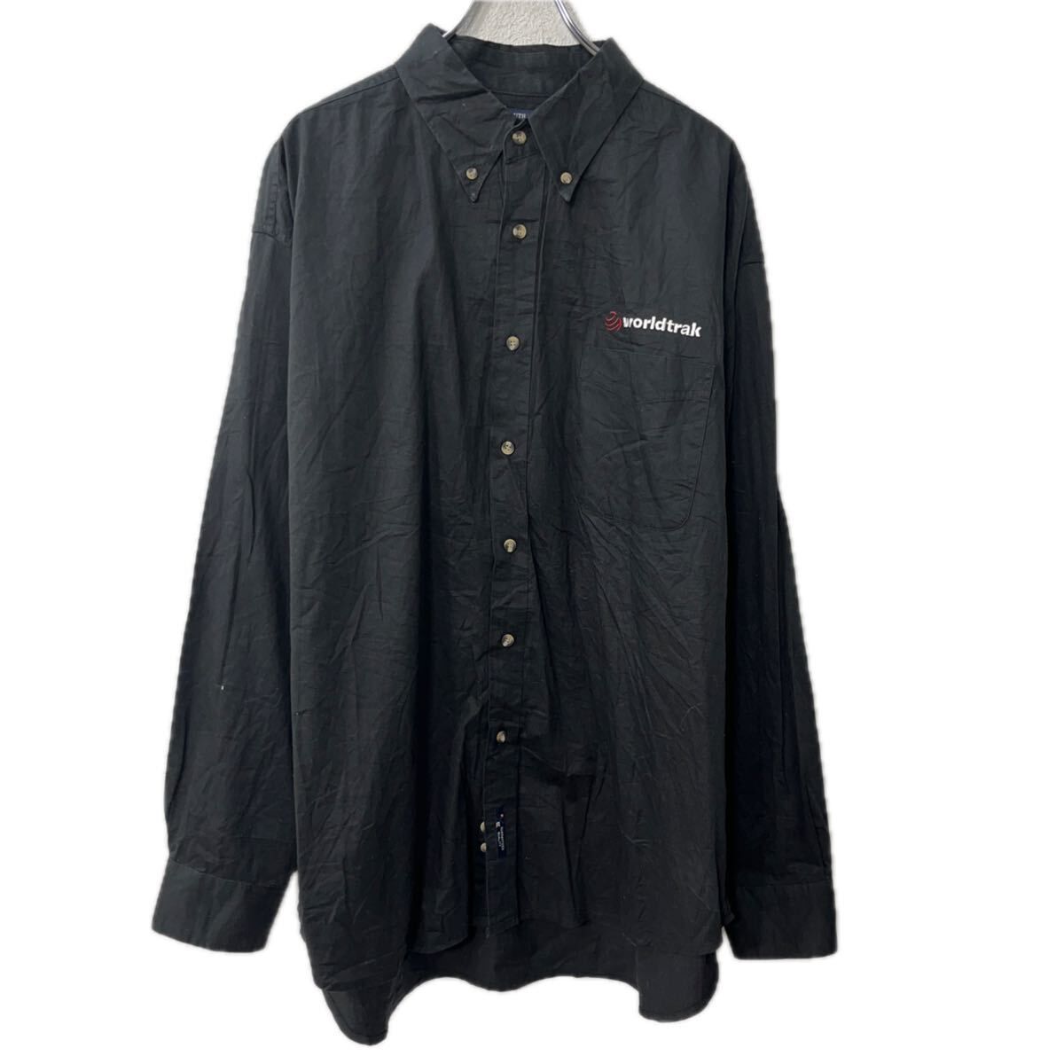 PORT AUTHORITY 長袖 無地シャツ 2XL ブラック ボタンダウン 胸ポケット 刺繍 ロゴ 長袖シャツ トップス 春物 a711-5651