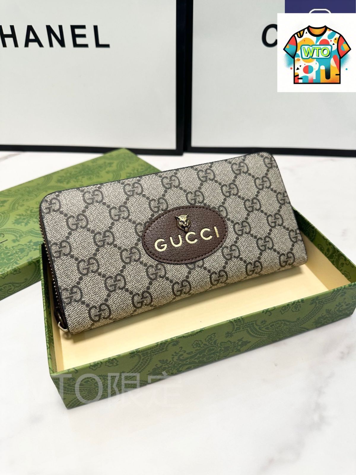 今日 Gucci グッチ 最新シングルジッパーハンドウォレットシリーズ 牛皮とPVCを採用する WTO輸入2