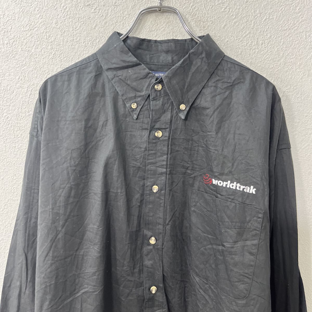 PORT AUTHORITY 長袖 無地シャツ 2XL ブラック ボタンダウン 胸ポケット 刺繍 ロゴ 長袖シャツ トップス 春物 a711-5651