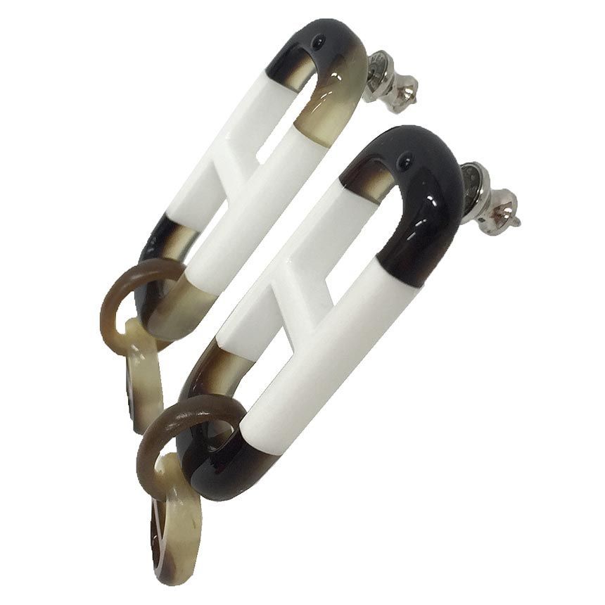 HERMES エルメス アマール スイング ピアス Amarre バッファローホーン ラッカー シェーヌダンクル aq 11949