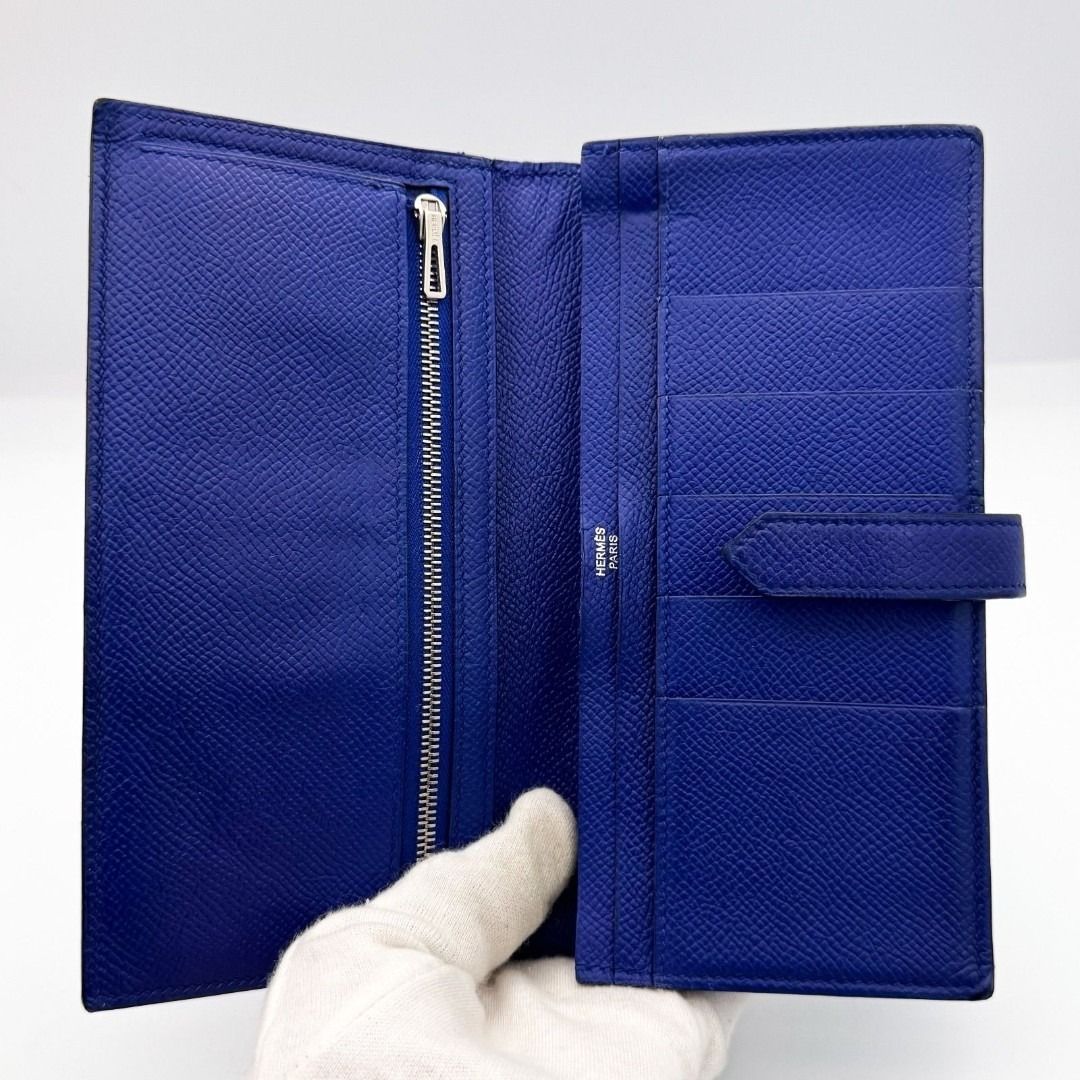 新品に近い❤️エルメス✨ベアン✨スフレ✨ブルー✨二つ折り長財布