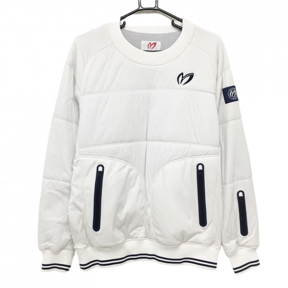 マスターバニー 中綿スニード 白×ネイビー 蓄熱裏地 裏微起毛 ブルゾン メンズ 4 M ゴルフウェア MASTER BUNNY EDITION