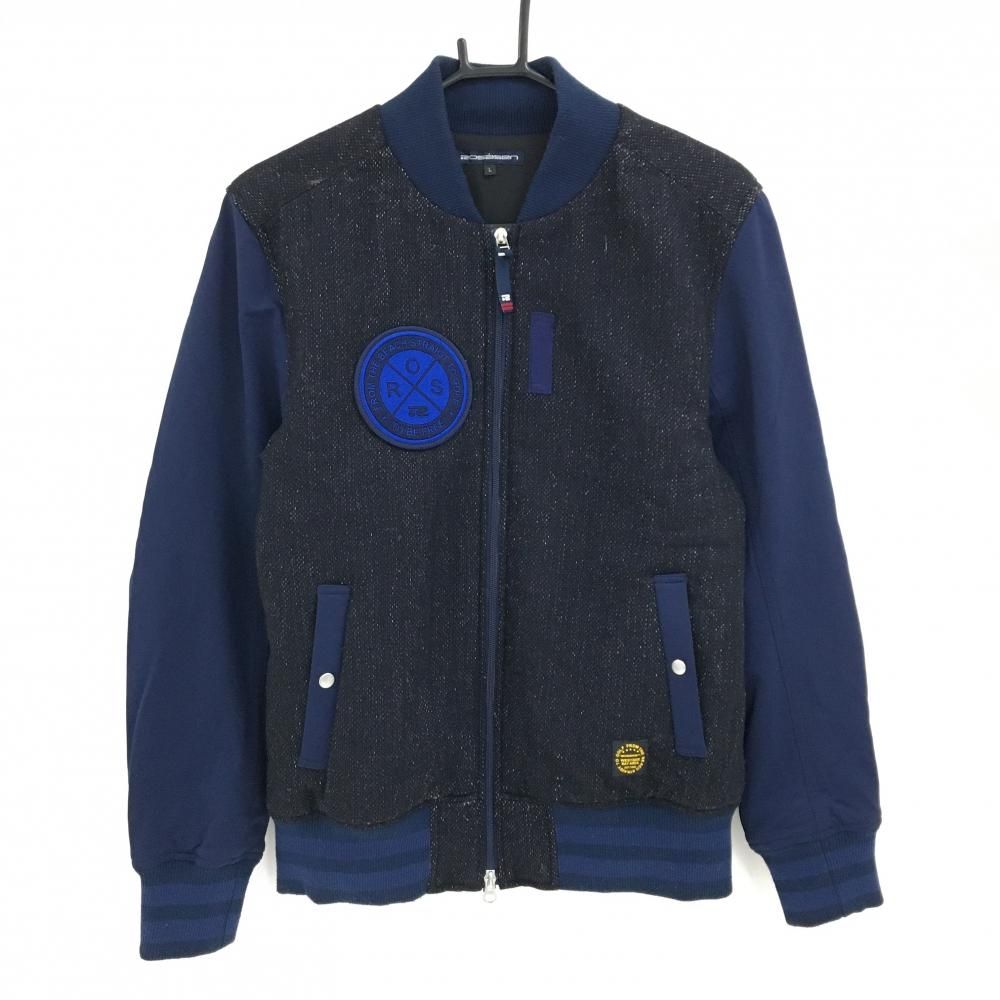 超 ロサーセン 中綿ジャケット 黒×ネイビー 身頃ラメ ブルゾン メンズ L ゴルフウェア Rosasen