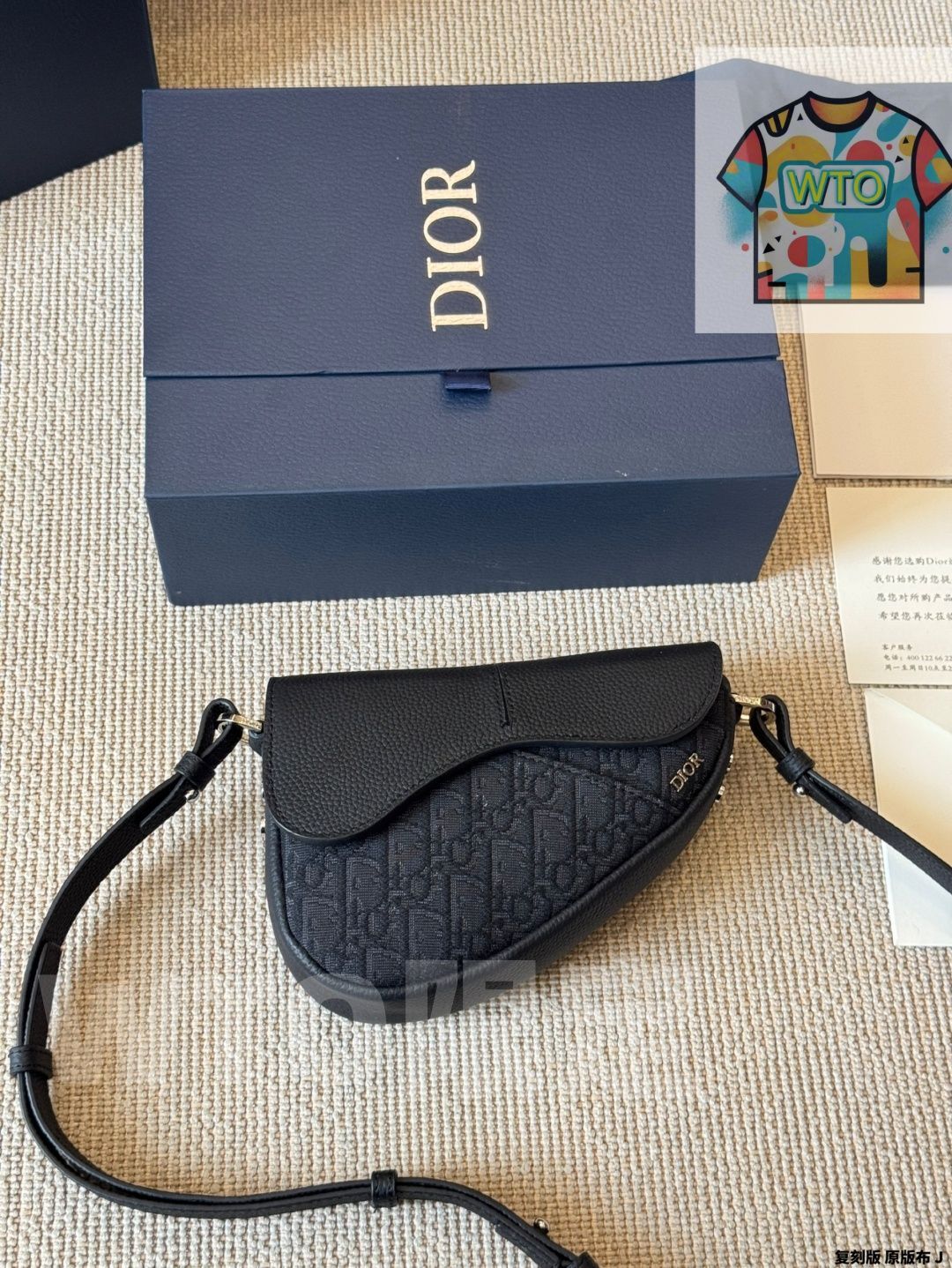  WTO通販 DIOR ディオール サドルバッグシリーズ オブリークプリントと粒面牛皮革を融合1-WTO輸入-LVU 02 ハンドバッグ バッグ
